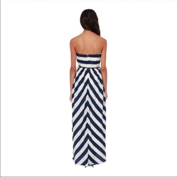 Lulu's Dreamboat Come True Ivory & Navy Striped Strapless Maxi Dress Size Large - Picture 2 of 8